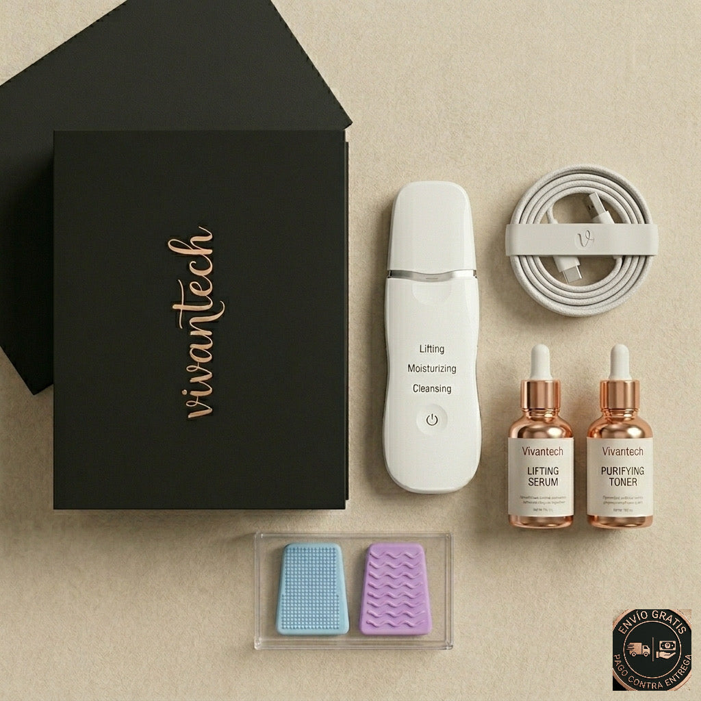 Kit completo Limpiador Ultrasónico Facial Profesional Vivantech + Envío Gratis