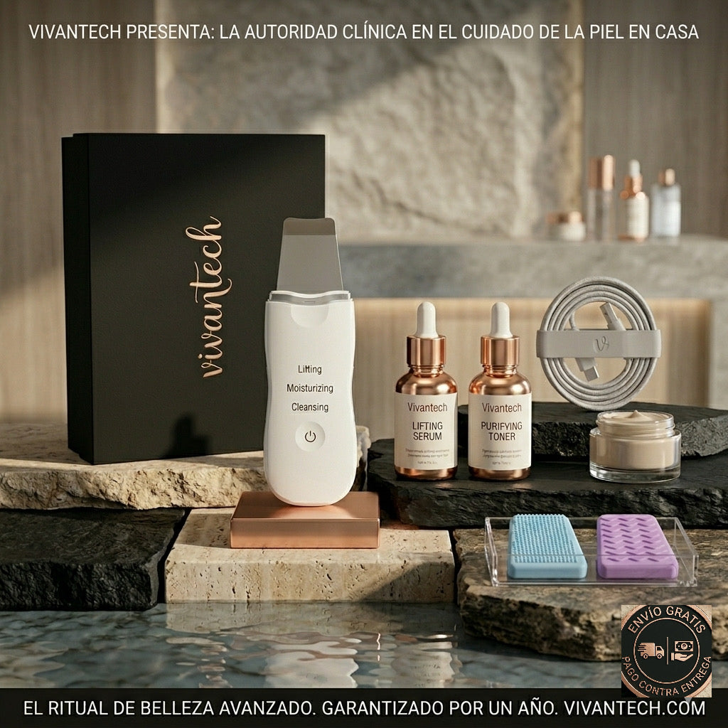 Kit completo Limpiador Ultrasónico Facial Profesional Vivantech + Envío Gratis